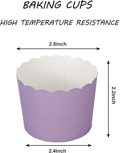 Whaline 120Pcs Purple Paper Baking Cups Scalloped Edge Cupcake Wrappers Gradient Purple Cupcake Muffin Cases for Wedding Birthday Baby Shower, 3 Colors