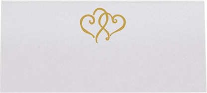 Linked Hearts Place Cards, Gold (Choose Color), Set of 25, Pre-cut and Scored - Wedding, Party, Dinner, and Special Events - Made in the USA