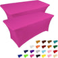 IVAPUPU 2 Pack 6FT Table Cloth for Rectangular Fitted Events Stretch Fuchsia Table Covers Washable Cover Spandex Tablecloth Protector for Party, Wedding, Cocktail, Banquet, Festival