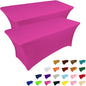 IVAPUPU 2 Pack 8FT Table Cloth for Rectangular Fitted Events Stretch Fuchsia Table Covers Washable Cover Spandex Tablecloth Protector for Party, Wedding, Cocktail, Banquet, Festival