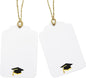 100Pcs Blank Gift Tags with String Foil Black Gold Grad Cap Large Paper Gift Tags with 65 Ft Jute Twine for Congratulations Graduation Congrats Grad Class of 2025 Party