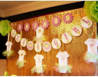 Eternal Beauty Yellow Gold Sequin Backdrop, 4x7 Ft Glitter Background Curtains for Shimmer Photography Party Wedding Birthday Back Drop Decor