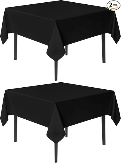 sancua Black Square Tablecloths 60x60 Inch, 2 Pack - Fabric Table Cloth for Square or Round Tables, Washable Polyester Table Cover for Dinner, Holiday Party, Decorative Display Tables