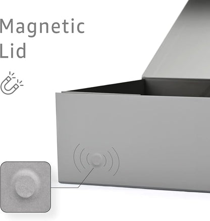 LIFELUM Large Gift Box,13.85 x 8.35 x 4.45 inch Grey Gift Box Set of 5 with Magnetic Lid for Presents with Ribbon,Card,Shredded Paper Filler Gift for Mom Valentine's Day,Christmas Presents