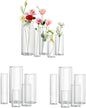 15pcs Clear Glass Vase for Centerpieces, 4,6,7.5,8,10 inch Tall Cylinder Flower Vase Bulk Floating Candle Holder for Wedding Table Home Décor and Party