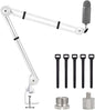 BOMGE Microphone Boom Arm Mic Stand Adjustable Clip Studio Suspension Scissor Arm Mount for Blue Snowball, ICE, Blue Yeti,Radio Broadcasting and Game (white)