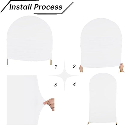 bricia Wedding Arch Backdrop Stand Cover, 6.6FT Double Sided Stretchy Arch Cover Fitted Wedding Birthday Party Banquet Decoration (White 79.2''Lx39.6''W)