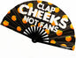 Kandies World UV Reactive Custom Festival Folding Hand Fan - Unique Designs, Bamboo, Clacking Sound, Lightweight - Perfect Rave and Festival Accessory! (Clap cheeks not fan)