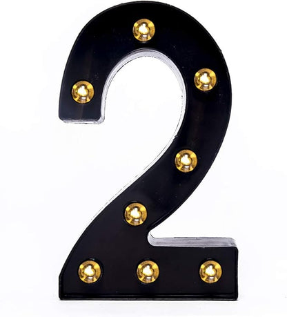 Foaky Black LED Marquee Number Lights Sign Light Up Marquee Number Lights Sign for Night Light Wedding Birthday Party Battery Powered Christmas Lamp Home Bar Decoration