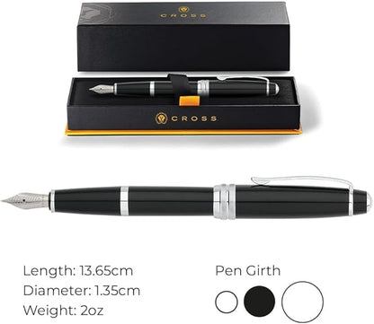 Cross Bailey Refillable Fountain Presented in a Premium Gift Box - Medium Point, Black Ink, Black