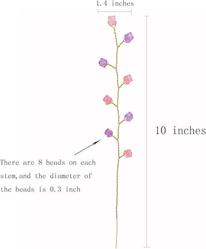 32PCS Crystal Artificial Flowers Bouquets Handmade Acrylic Flower Branches Fake Beaded Baby Breath Floral Crafts for Wedding Party Home Decor