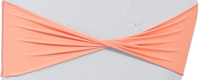 VDS Pack of 10 PCS | Peach | Spandex Chair Sashes Bows Without Buckle | Stretch Elastic Banquet Universal Folding Chair Band Tie with for Wedding Party Conference Celebration Event Decoration