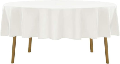 60 inch Round Tablecloth Washable Polyester Table Cloth Decorative Table Cover for Wedding Party Dining Banquet（60 inch,Ivory）