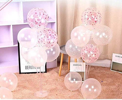 LANGXUN 28" Height Table Balloon Stand Kit for Birthday Party Wedding Decorations, Balloons Arch Kit for Graduation Party and Christmas Balloon Decorations (4 Pack)