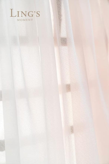 Ling's Moment Sheer Chiffon Tablecloth & Runner Set for 3x4ft Rectangle Table Decor Table Cloth in Blush & White for Wedding Reception Head/Sweetheart Desk