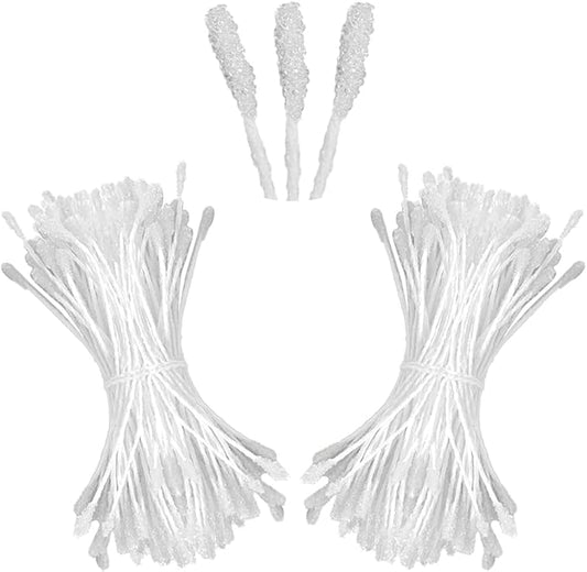 HAHIYO 700Pcs 2mm White Double-Head Flower Stamen with Crystal-Like Flower Head for Handmade Floral Art Scrapbook Decoration Artificial Floral Pistils Pollen Stamens Wedding DIY Stamens