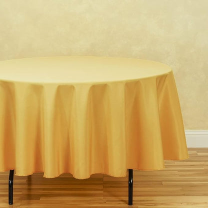 LinenTablecloth Round Polyester Tablecloth, 90-Inch, Gold