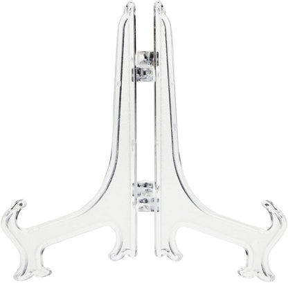 Juvale Mini Clear Acrylic Easel Stands - 24-Pack, 5.3-Inch, Clear Plastic - Mini Easel Sign Stand & Greeting & Place Card Display - Tabletop Photo Holders & Plate Holders