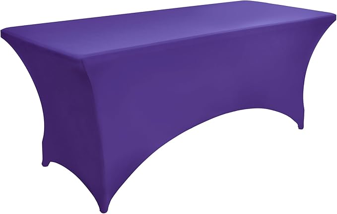 10-Pack 6ft Spandex Table Covers for Rectangle Standard Folding Tables - Wrinkle Resistant Stretch Tablecloths - Ultimate Fitted Table Protector for Parties, Banquet, Wedding