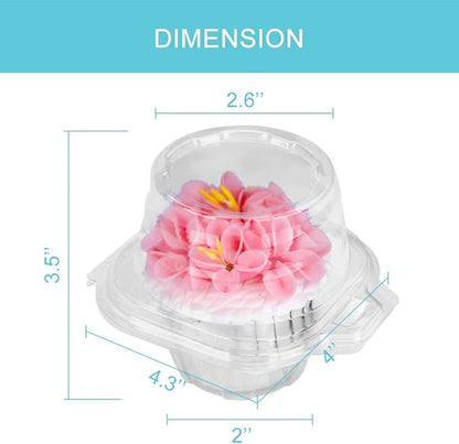150 Pcs Cupcake Boxes Plastic Individual Cupcake Containers Single Cupcake Carrier with Connected Airtight Dome Lid for Party