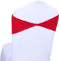 MDS Pack of 10 Spandex Chair Sashes Bows Elastic Stretch Dining Chair Bands Ties Without Slider Buckle Universal fits for Wedding Baby Shower Birthday Party Banquet Event Decoration - Red