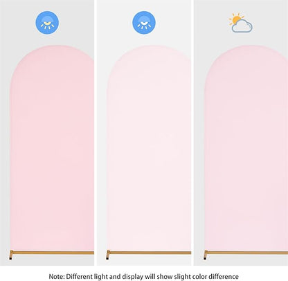 SoarDream 7.2FT Wedding Arch Cover Pink Spandex Fitted Wedding Arch Stand Covers Fitted for Round Top Chiara Arch Cover Fabric Stretchy Backdrop for Bridal Baby Shower Birthday Party Balloon Decor