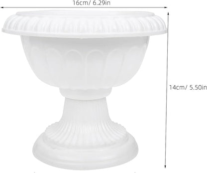 4pcs Mini Roman Style Flower Pots, Plastic Wedding Flower Containers, Decorative Pedestal Planters for Home, White, 6.29 x 6.29 x 5.51 Inch