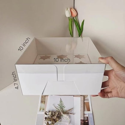 Bento Cake Box - Easy to Assemble White 4-inch Cake and 5 Cupcakes Box With Insert - 5 Sets Base for Family Birthday Party Mother's Day