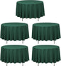 LTC LINENS 5 Pack 90 Inch Round Tablecloth Hunter Green - Wrinkle Resistant Table Cloth for Round Table -Washable Polyester Fabric Table Cover for Wedding, Party