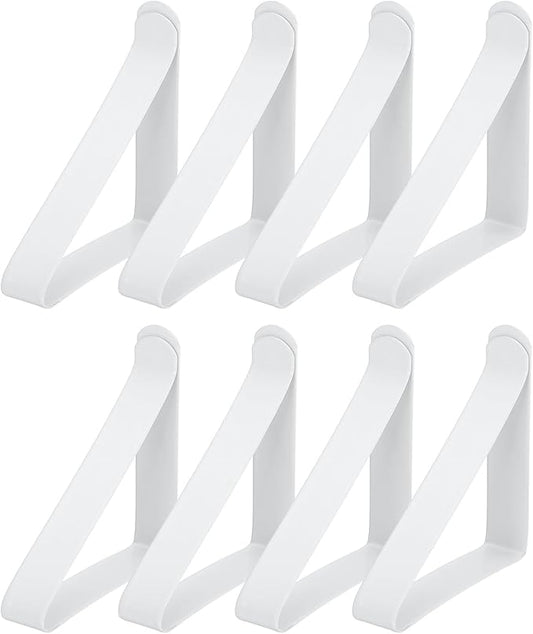 uxcell 8 Pack Tablecloth Clips, Stainless Steel Table Cloth Cover Clamps, 2.56" x 2.68" Windproof Holder Clips for Home Party Picnic Wedding Camping Dining Tables, White