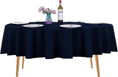 Ascoza 2pack 90 Inch Navy Round Tablecloth in Washable Polyester Fabric for Wedding/Banquet/Restaurant/Parties…