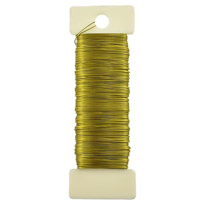 HAHIYO 26Gauge Golden Metal Floral Wire - 1 Roll, 38 Yards (115 Feet) - Flexible Paddle Wire for Craft, Christmas Wreath, Flower Arrangement, Bouquet Wrapping, Wedding, DIY