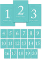 Andaz Press Table Numbers 1-20 on Perforated Paper, Diamond Blue, 4x6-inch Single Sided Sign, 1-Set, For Weddings, Graduation