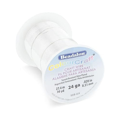 Beadalon ColourCraft Wire, 24 Gauge, Silver Plated, 30 yd Spool