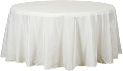 Efavormart Round Tablecloth, 120 Inch Stain & Wrinkle Resistant Washable Table Cloth, Decorative Polyester Fabric Table Cover for Banquet, Wedding, Dining - Ivory
