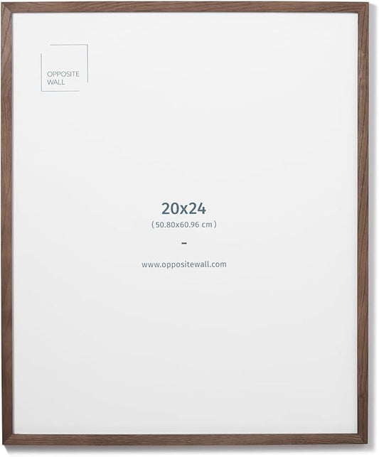 Opposite Wall - 20x24 in - Dark Solid Oak Wood Picture Frame - Lightweight, Versatile & Shatterproof - Wall Hanging Poster or Photo Frame - Wall Decor for Office, Gallery & Home