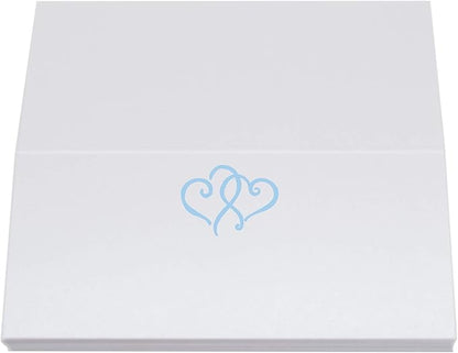 Linked Hearts Place Cards, Light Blue (Choose Color), Set of 25, Pre-cut and Scored - Wedding, Party, Dinner, and Special Events - Made in the USA