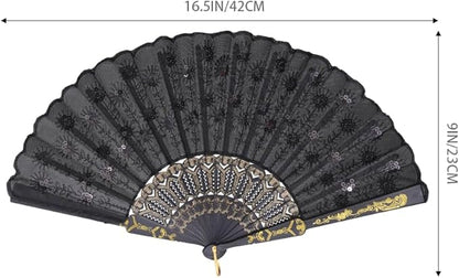 QIRMIZI 10 PACK Fabric Folding Handheld Fans, Perfect for Weddings, Parties, and Dancing,Mixed