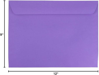JAM PAPER 9 x 12 Booklet Colored Envelopes - Violet Purple Recycled - 25/Pack