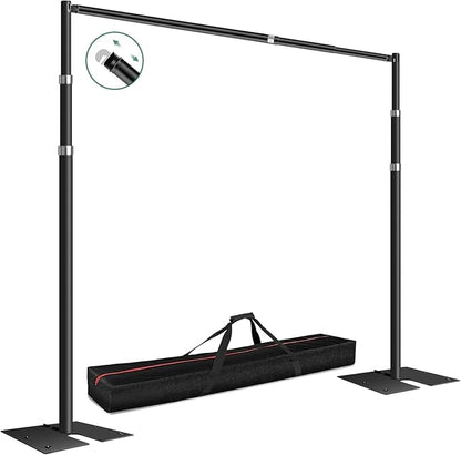 FUDESY Pipe and Drape Backdrop Stand Kit, 10x10ft Heavy Duty Backdrop Stand Adjustable Background Frame with Metal Base for Photography Wedding Parties Events Decoration, Black