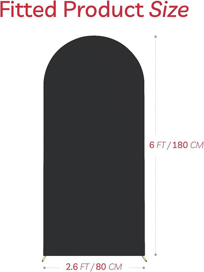 Arch Backdrop Stand Cover 6Ft Black Thick Spandex Fabric Arch Backdrop Cover High Elasticity Fitted Round Top for Wedding Birthday Party Baby Shower Garden Decoration