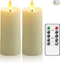 Plastic Waterproof Outdoor flameless Candles, LED Candles, with Remote Control and Timer, Battery-Powered Candles, Suitable for Camping, courtyards and Home Decoration,Set of 2（Ivory）