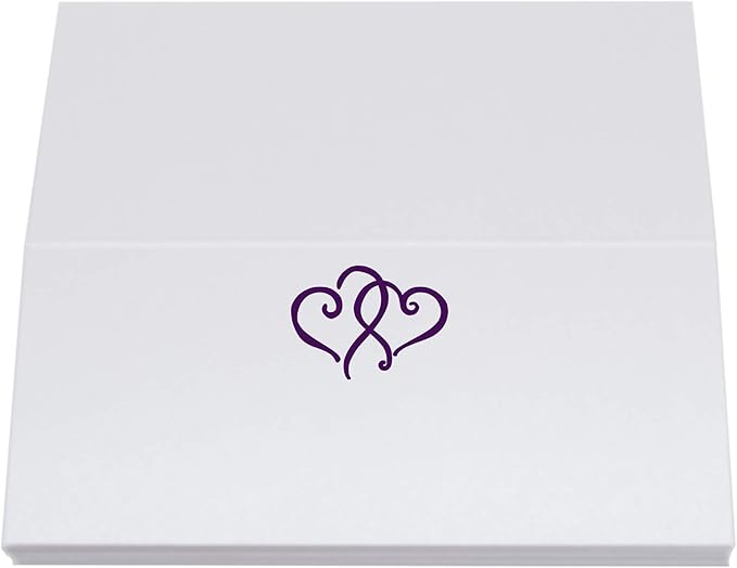 Linked Hearts Place Cards, Eggplant (Choose Color), Set of 60, Pre-cut and Scored - Wedding, Party, Dinner, and Special Events - Made in the USA