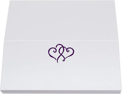 Linked Hearts Place Cards, Eggplant (Choose Color), Set of 150, Pre-cut and Scored - Wedding, Party, Dinner, and Special Events - Made in the USA