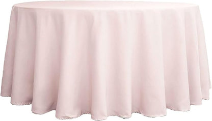 Efavormart Round Tablecloth, 132 Inch Stain & Wrinkle Resistant Washable Table Cloth, Decorative Polyester Fabric Table Cover for Banquet, Wedding, Dining- Blush