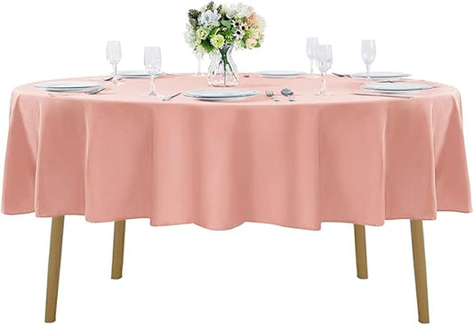70 inch Round Tablecloth Washable Polyester Table Cloth Decorative Table Cover for Wedding Party Dining Banquet（70 inch, Dusty Pink）
