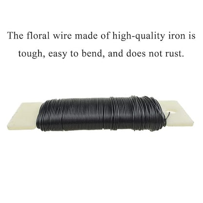 HAHIYO 22Gauge Black Wire - 1Roll, 38Yards (115Feet) Flexible Floral Wire for Crafts, Christmas Wreaths, Tree & Flower Arrangement, Wedding DIY