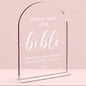 Wedding Decor，Bible Guestbook Sign,5 x 7 Inch Arch Acrylic Sign, Wedding Sign for Ceremony and Reception, Wedding Decorative Signage For Table Decor (White)