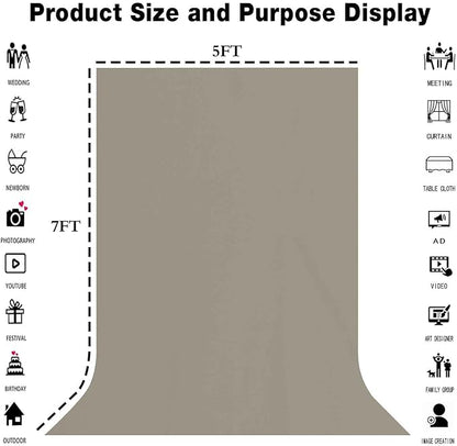 5x7FT Gray Screen Backdrop Photo Background, Pure Grey Color, Professional Photography Video Studio, Events, Streaming, Games, Live Streaming, Video Shooting