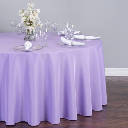 LTC LINENS 10 Pack 120 Inch Round Tablecloth Lavender for 60 Inch Round Table - Bulk Round Table Cover - Washable, Wrinkle Resistant Polyester Fabric Cloth for Wedding, Party
